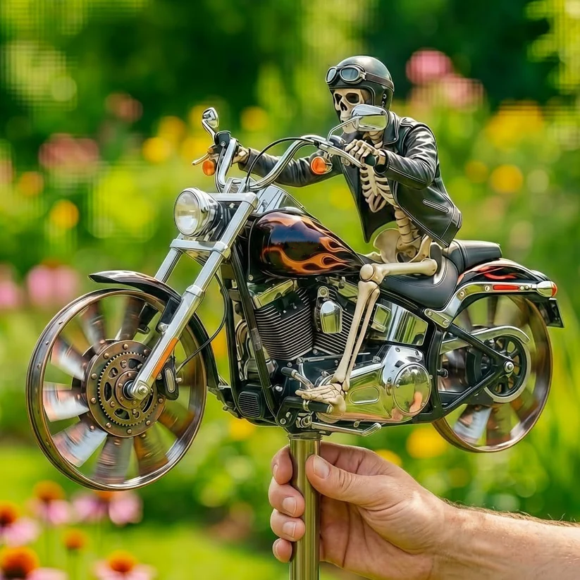Skull Rider Garden Wind Spinner