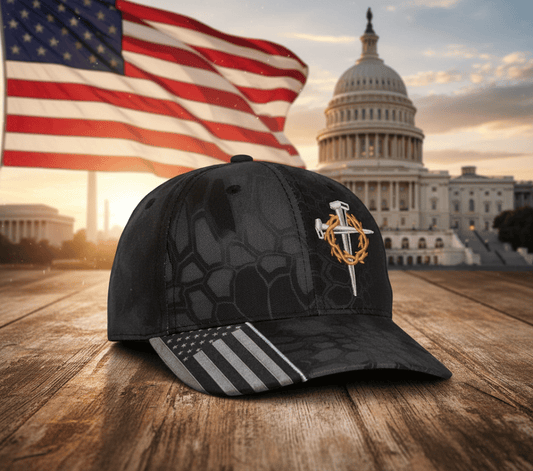 🔥Jesus 3-Nail Cross & Crown of Thorns Christian Embroidered Adjustable Hat ✝️